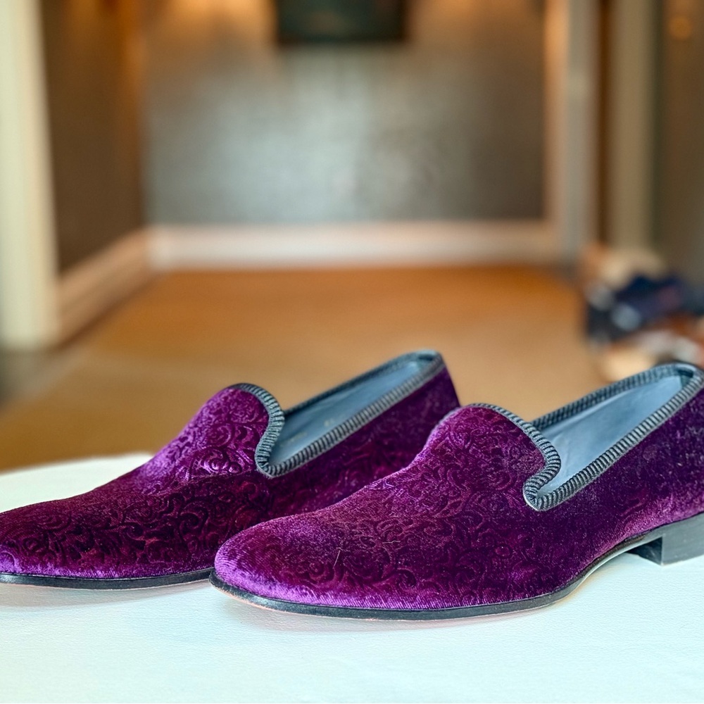 Mezlan Purple Velvet Loafers Slip-Ons